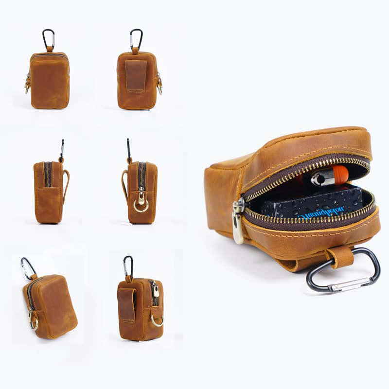 Borsa da cintura mini in vera pelle con cerniera per esterni Cube - image 6
