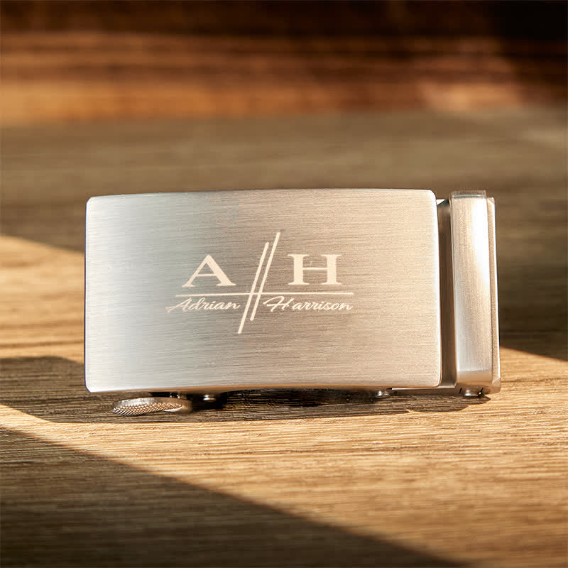 Idea regalo personalizzata Cintura in pelle con fibbia automatica fai da te personalizzata - Argento-Personalizzato - Senza cintura - Cintura non inclusa - image 4