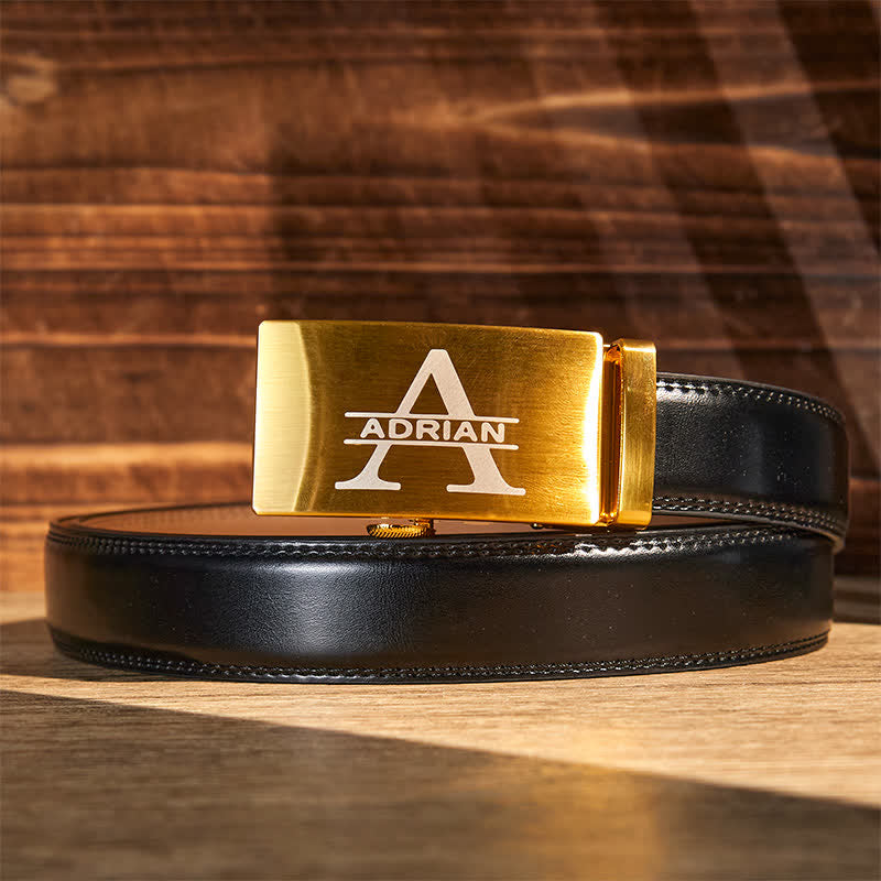 Cintura in pelle con fibbia automatica fai da te personalizzata, idea regalo in oro - image 0