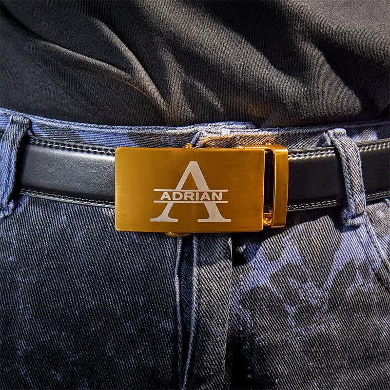 Cintura in pelle con fibbia automatica fai da te personalizzata, idea regalo in oro - image 1