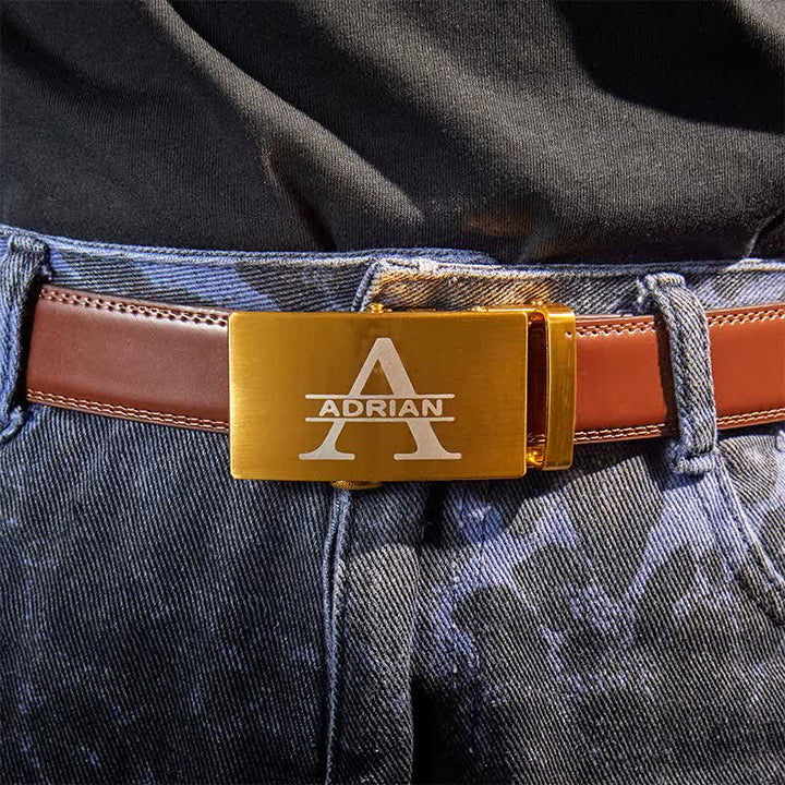 Cintura in pelle con fibbia automatica fai da te personalizzata, idea regalo in oro - image 7