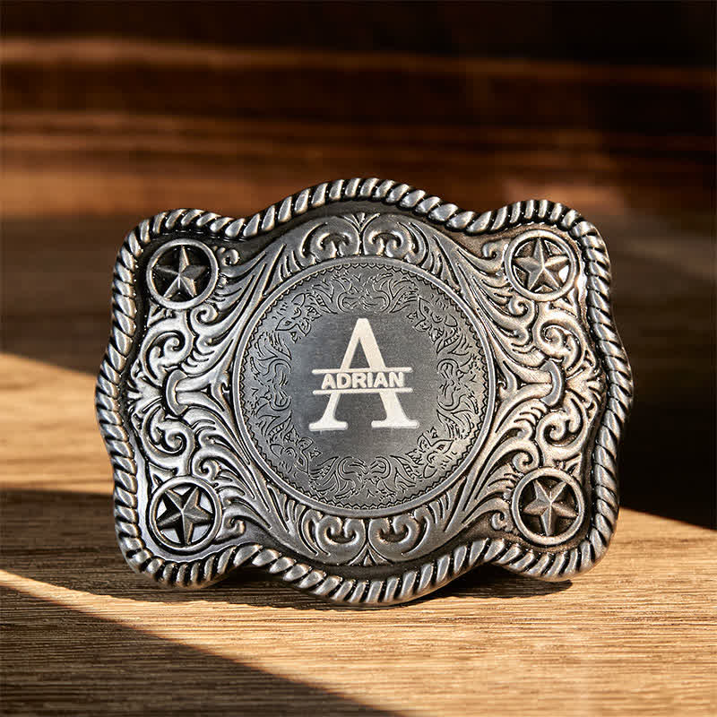 Cintura in pelle con fibbia western intagliata fai da te con monogramma personalizzato - Argento - Senza cintura - Cintura non inclusa - image 11