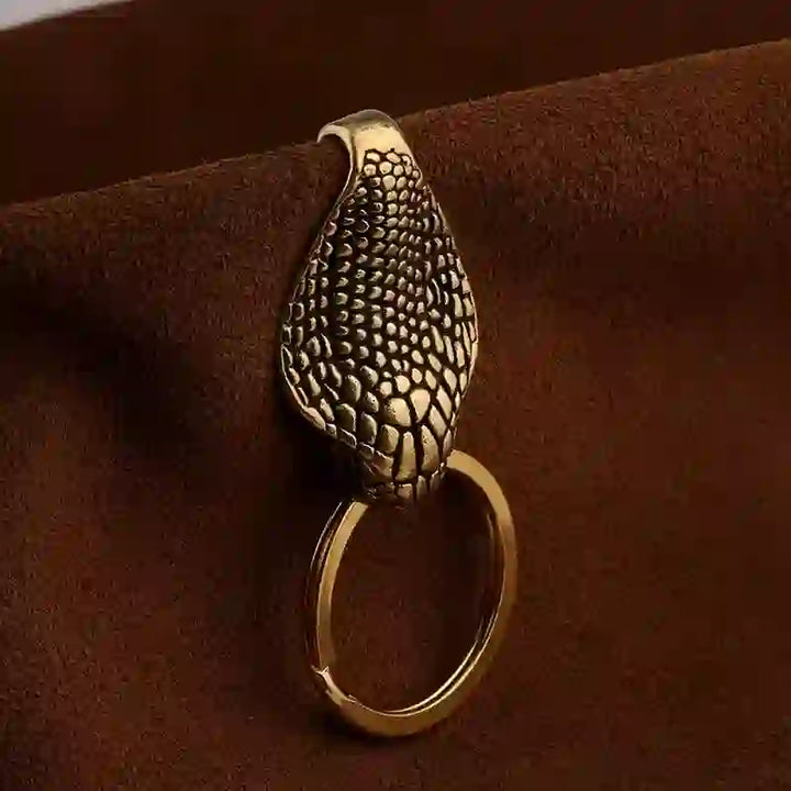 Portachiavi con clip da cintura in ottone massiccio raffigurante una testa di serpente - image 4