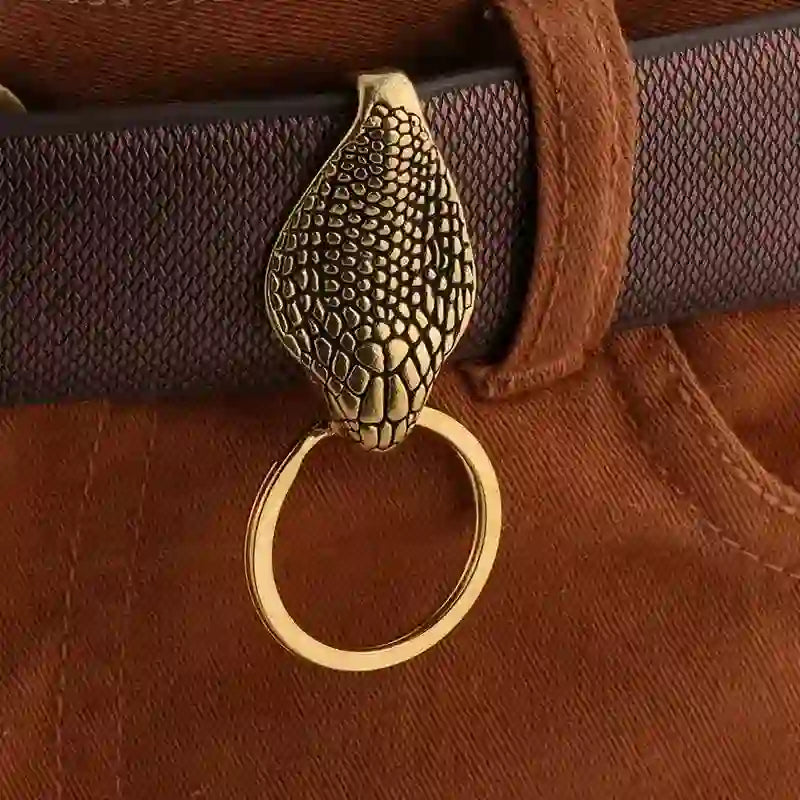 Portachiavi con clip da cintura in ottone massiccio raffigurante una testa di serpente - Ottone - image 0