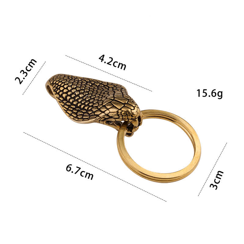 Portachiavi con clip da cintura in ottone massiccio raffigurante una testa di serpente - image 6
