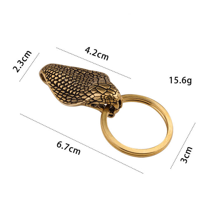 Portachiavi con clip da cintura in ottone massiccio raffigurante una testa di serpente - image 6