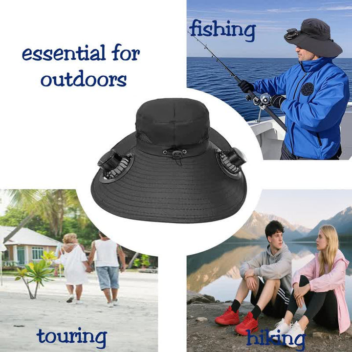 Cappello da pescatore estivo con doppi ventilatori ad energia solare - image 2