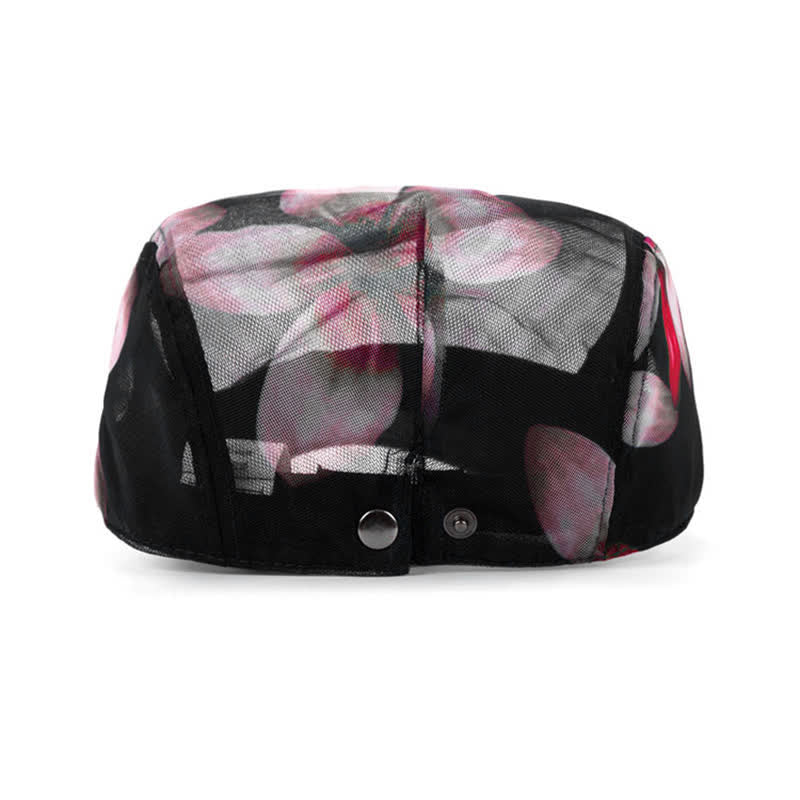 Cappello basco da donna con motivo floreale traforato in rete - image 6