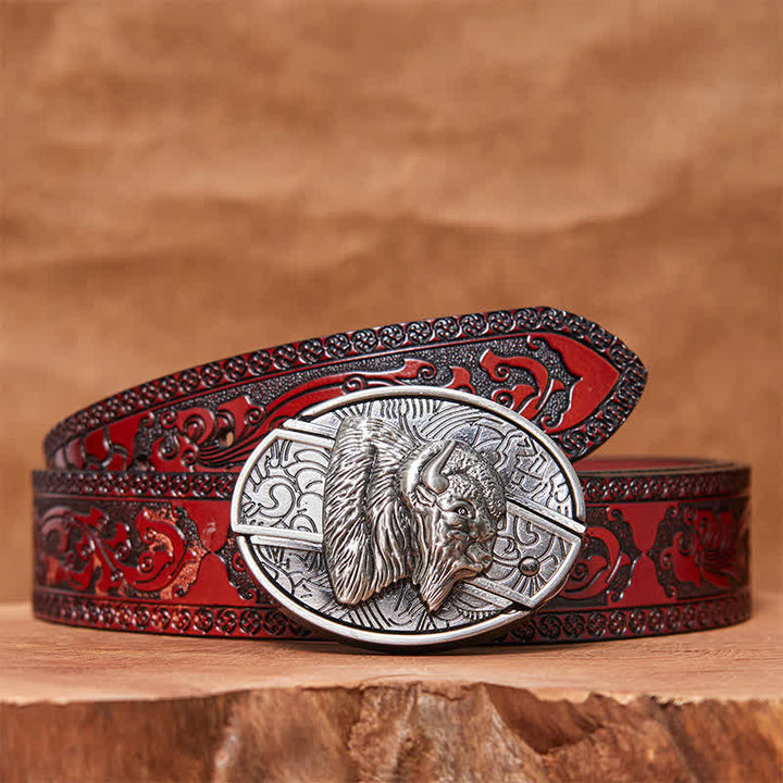 Cintura in pelle con coltello pieghevole nascosto fai da te Bison da uomo - Bisonte - Cintura marrone intagliata - 42 - image 7