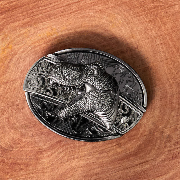 Cintura in pelle con coltello pieghevole nascosto a forma di dinosauro fai da te da uomo - image 2