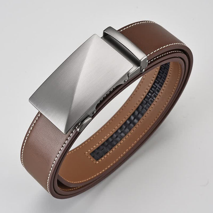 Cintura in pelle con fibbia automatica da uomo d'affari marrone semplice - image 8