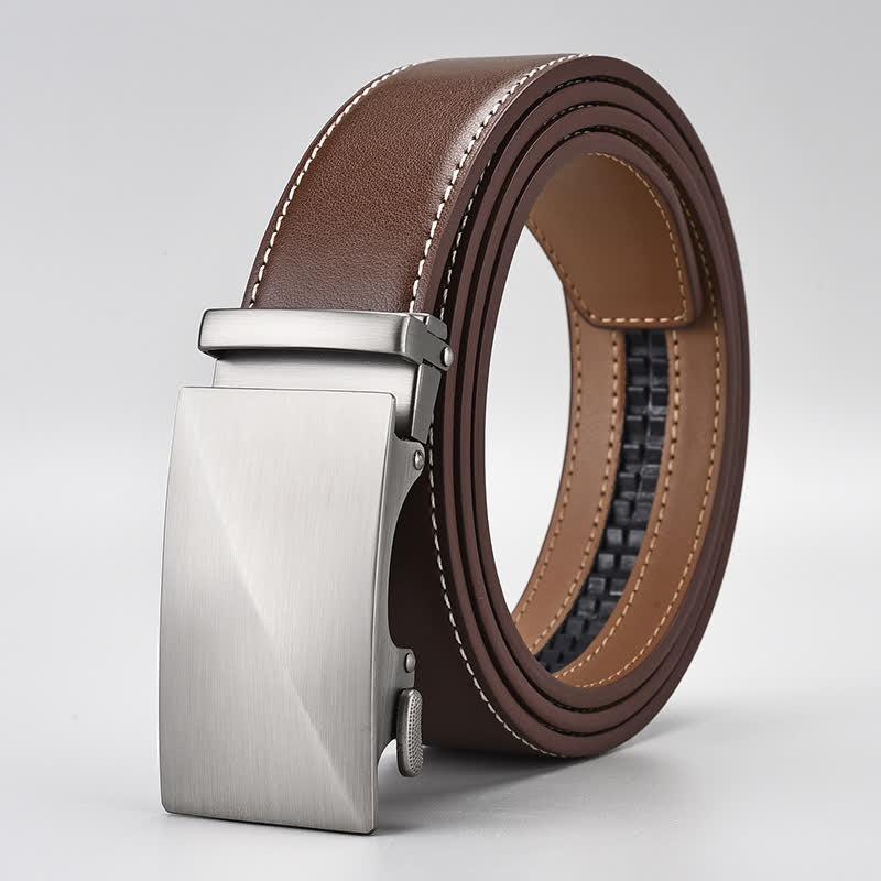 Cintura in pelle con fibbia automatica da uomo d'affari marrone semplice - Stile n. 2 - 46 - image 6