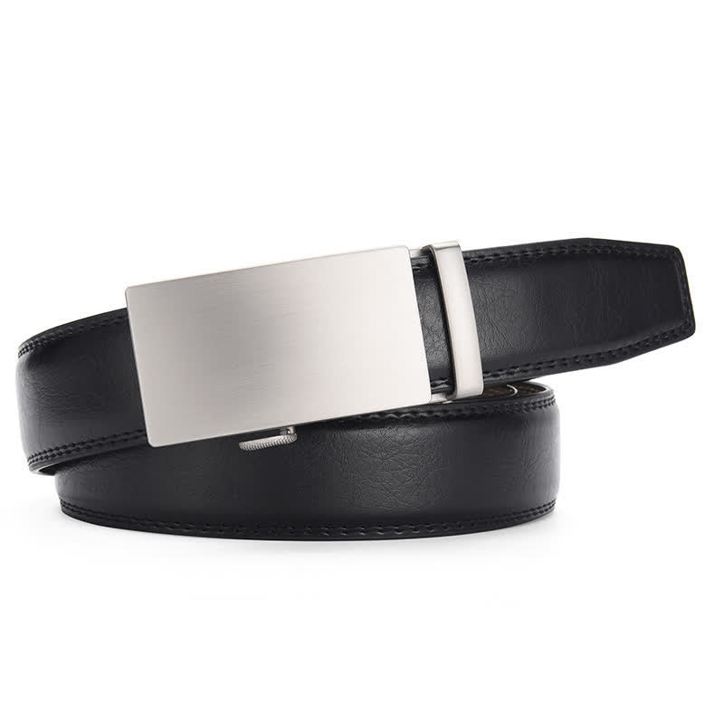Cintura in pelle con fibbia automatica opaca e motivo crepato - Nero - 46 - image 3