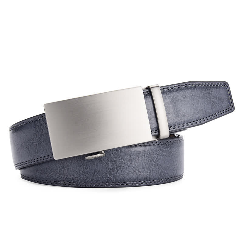 Cintura in pelle con fibbia automatica opaca e motivo crepato - Grigio - 46 - image 0