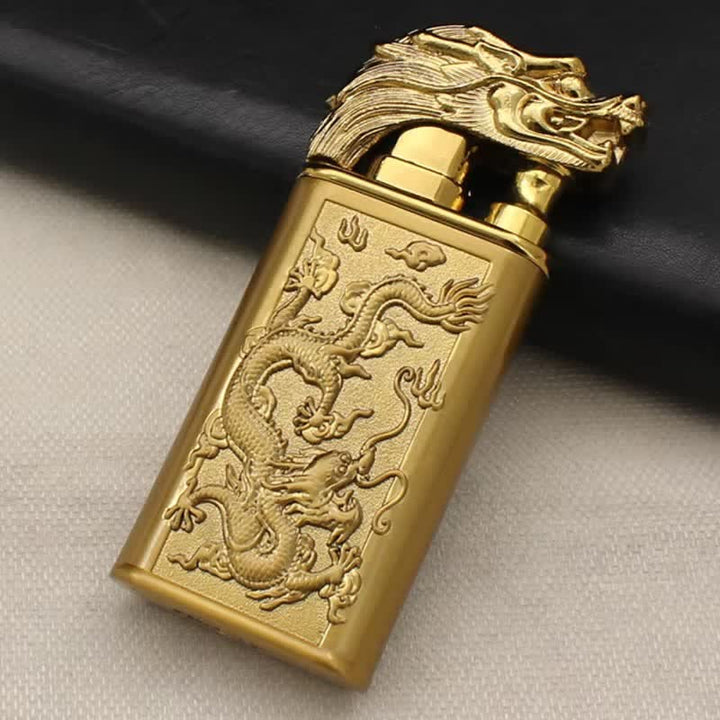 Accendino ricaricabile a butano Relief Dragon Magic a doppia fiamma - Oro - image 1