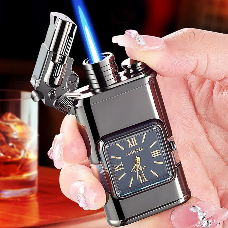 Accendino a butano a doppia fiamma ricaricabile Guns Design con orologio - image 1