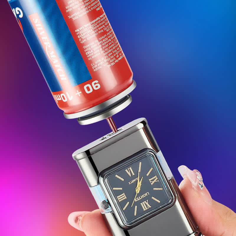 Accendino a butano ricaricabile a doppia fiamma con design a testa d'aquila e orologio - image 6