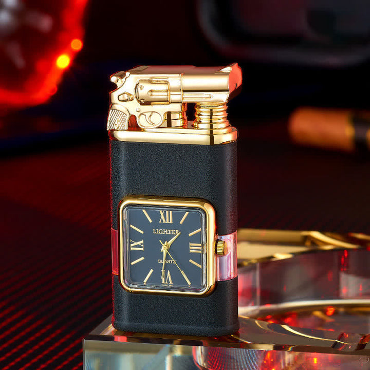 Accendino a butano a doppia fiamma ricaricabile Guns Design con orologio - Nero opaco - image 8