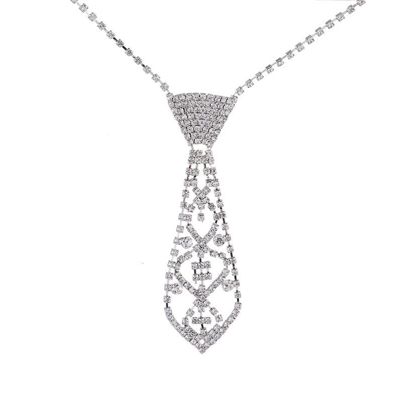 Collana con cravatta creativa con strass di cristallo per feste - image 4