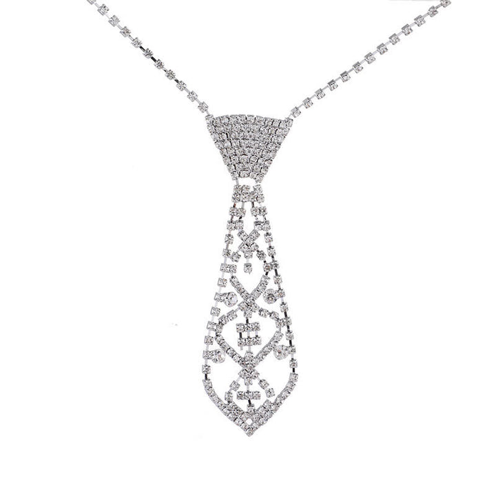 Collana con cravatta creativa con strass di cristallo per feste - image 4