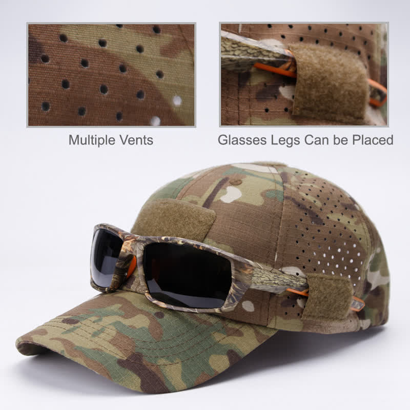 Cappellino da baseball mimetico traspirante con foro per occhiali in velcro - image 3