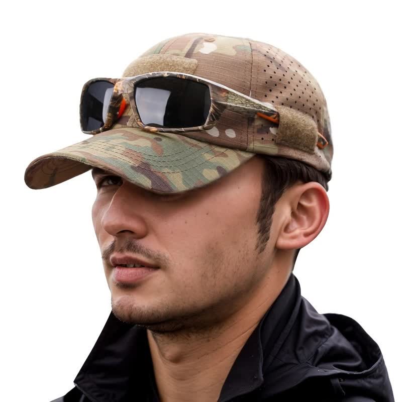 Cappellino da baseball mimetico traspirante con foro per occhiali in velcro - image 1