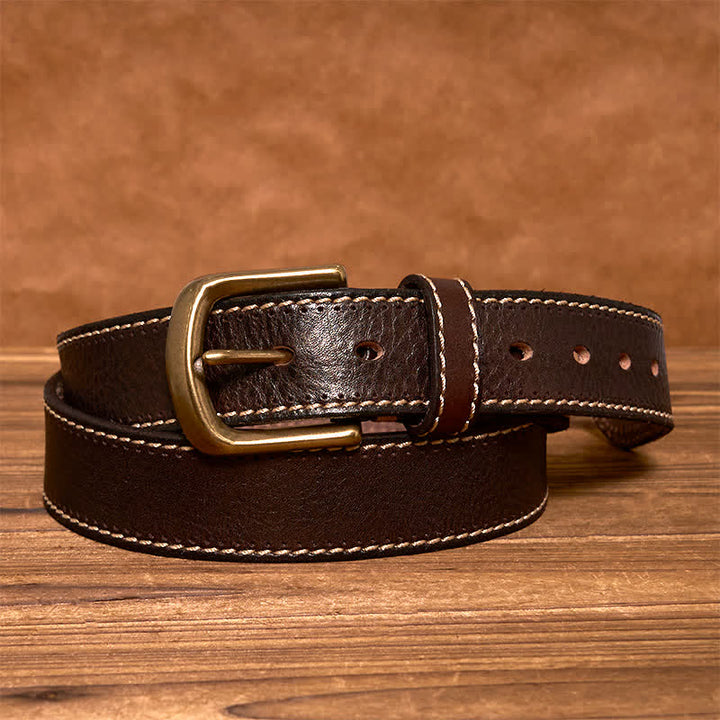 Cintura in pelle di vacchetta cucita di lusso da uomo - image 11