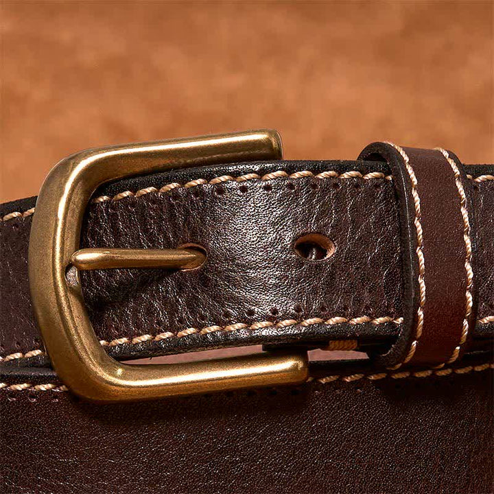 Cintura in pelle di vacchetta cucita di lusso da uomo - image 13