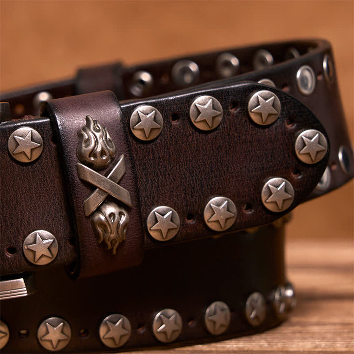 Cintura in pelle fatta a mano con borchie punk biker - image 2