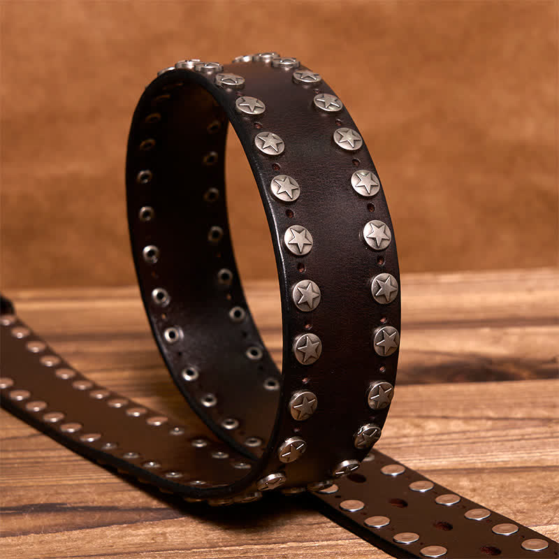 Cintura in pelle fatta a mano con borchie punk biker - image 4