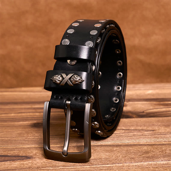 Cintura in pelle fatta a mano con borchie punk biker - image 6