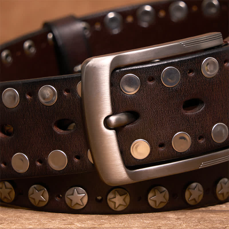 Cintura in pelle fatta a mano con borchie punk biker - image 3
