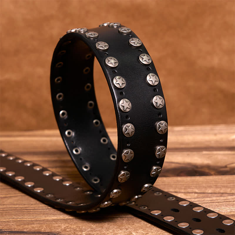 Cintura in pelle fatta a mano con borchie punk biker - image 9
