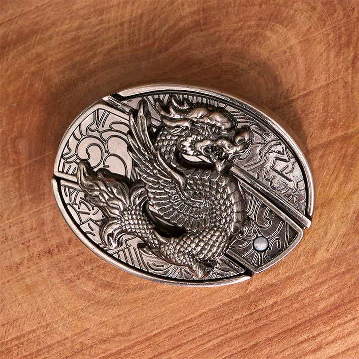 Cintura in pelle con coltello pieghevole nascosto Flying Dragon fai da te da uomo - image 3