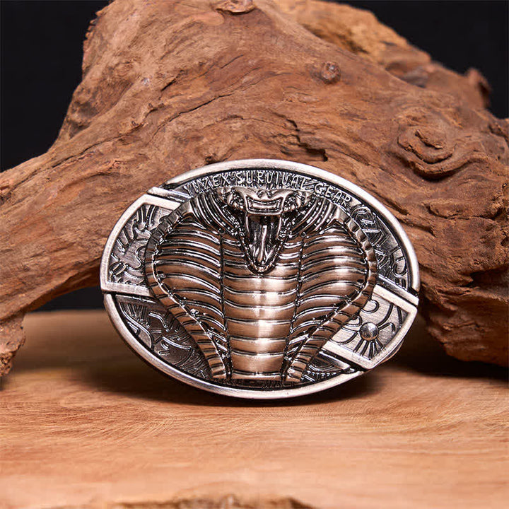 Cintura in pelle con coltello pieghevole nascosto a forma di cobra velenoso fai da te da uomo - Cobra - Senza cintura - Cintura non inclusa - image 0