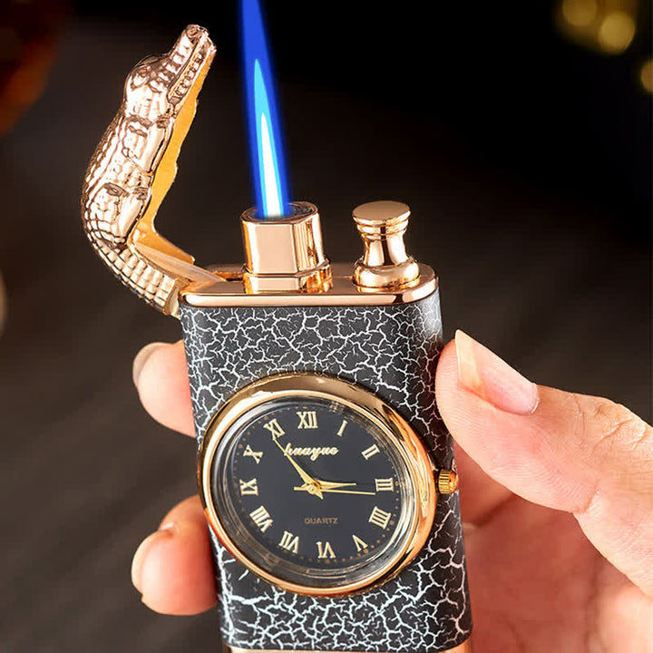 Accendino a butano Alligato Design ricaricabile a doppia fiamma con orologio - image 1