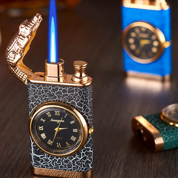 Accendino a butano Alligato Design ricaricabile a doppia fiamma con orologio - image 3
