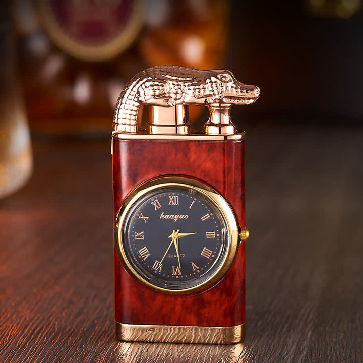 Accendino a butano Alligato Design ricaricabile a doppia fiamma con orologio - Modello in legno rosso - image 11