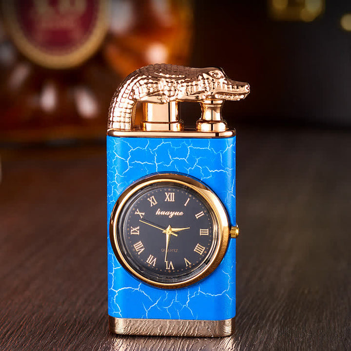 Accendino a butano Alligato Design ricaricabile a doppia fiamma con orologio - Modello blu - image 13