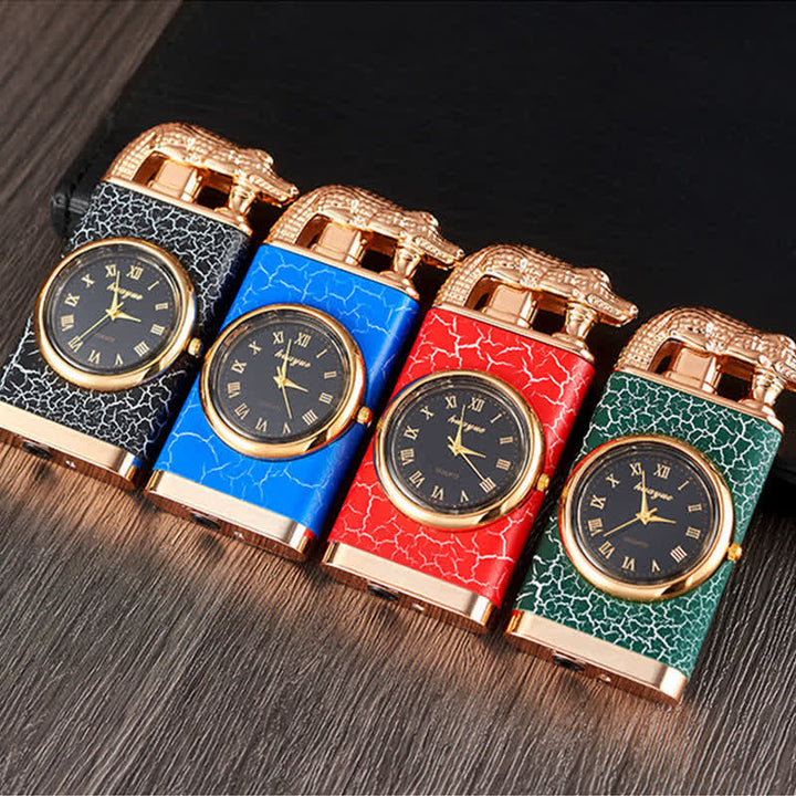 Accendino a butano Alligato Design ricaricabile a doppia fiamma con orologio - image 2