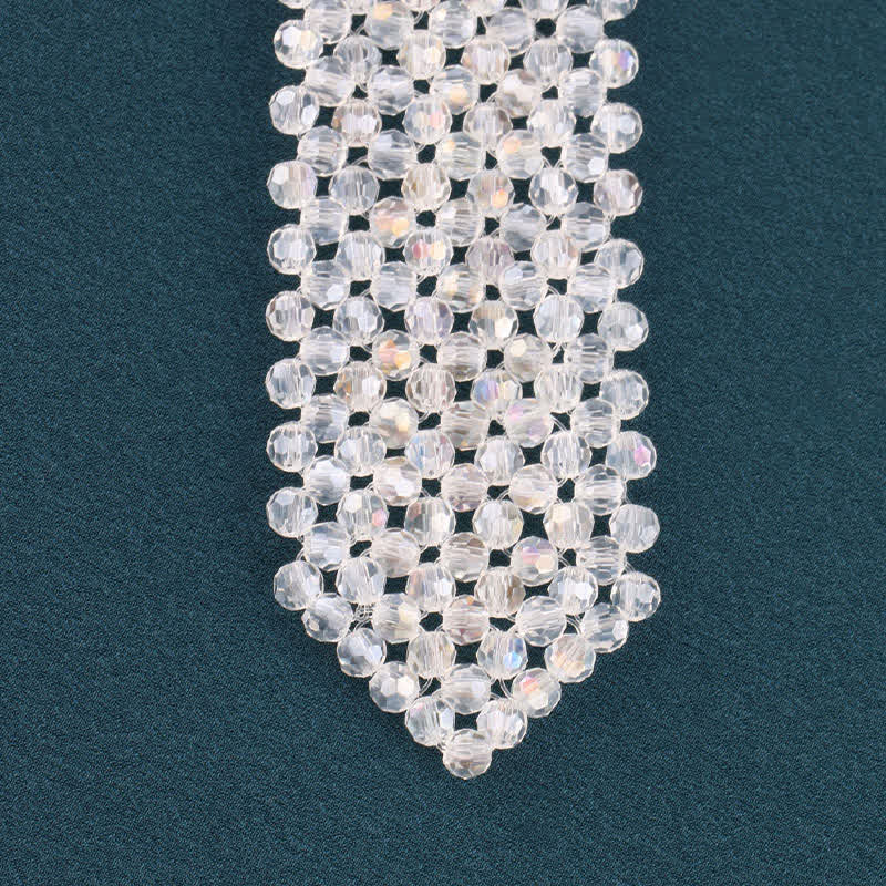 Collana con cravatta creativa in cristallo artificiale fatta a mano - image 10