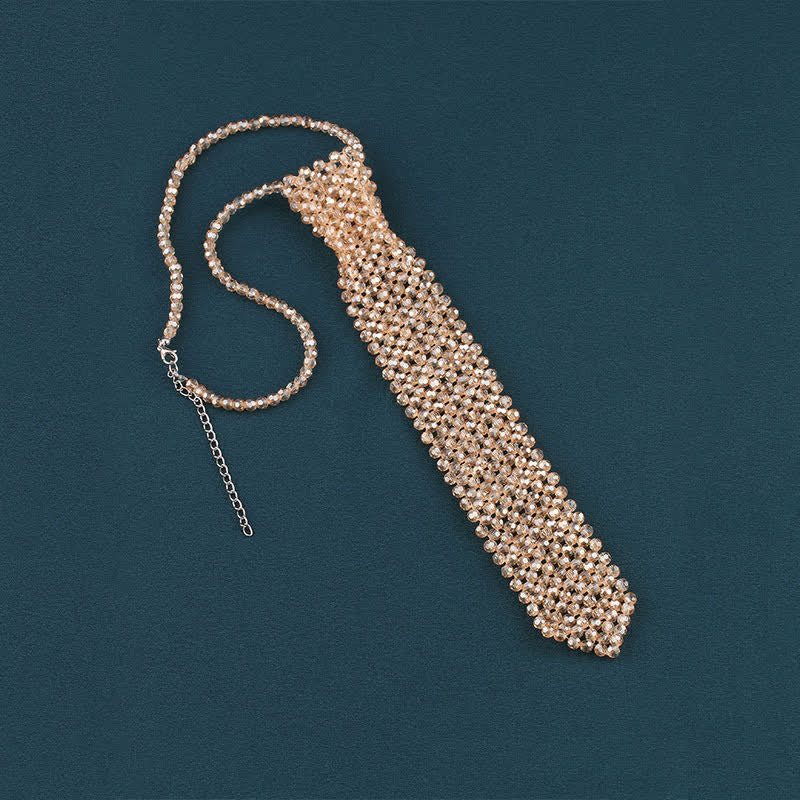 Collana con cravatta creativa in cristallo artificiale fatta a mano - image 3