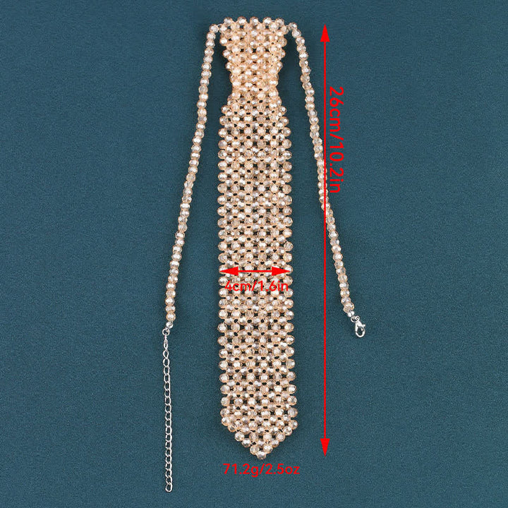 Collana con cravatta creativa in cristallo artificiale fatta a mano - image 4