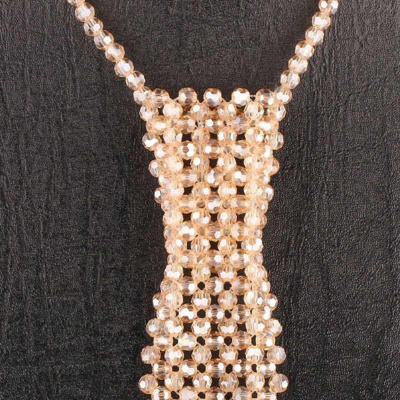 Collana con cravatta creativa in cristallo artificiale fatta a mano - image 2