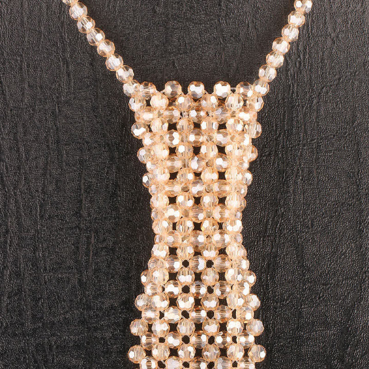 Collana con cravatta creativa in cristallo artificiale fatta a mano - image 2