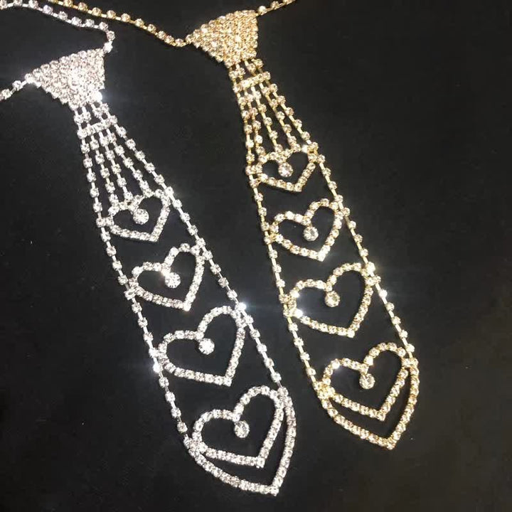 Collana con cravatta creativa a forma di cuore con strass di lusso - image 6