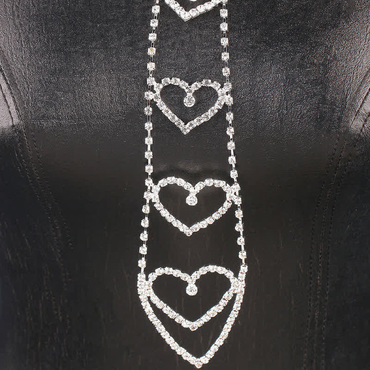 Collana con cravatta creativa a forma di cuore con strass di lusso - image 4
