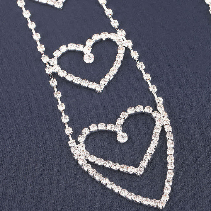Collana con cravatta creativa a forma di cuore con strass di lusso - image 5