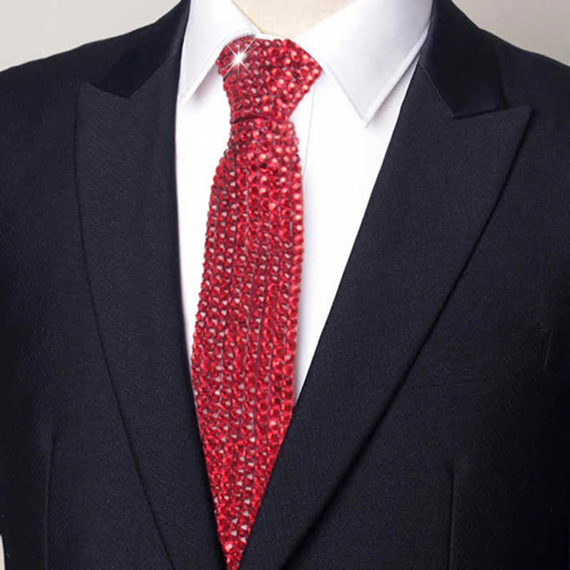 Cravatta creativa con strass scintillanti in stile diamante - Rosso - image 5