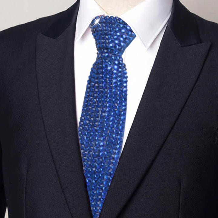 Cravatta creativa con strass scintillanti in stile diamante - Blu - image 0